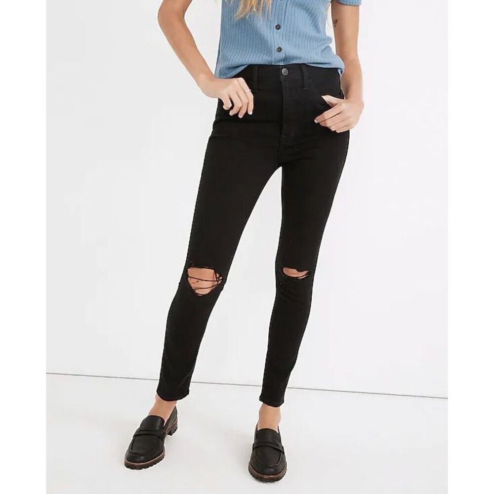 NWOT Madewell 10" High-Rise Roadtripper Supersoft Knee-Rip Davie Wash Jeans 26